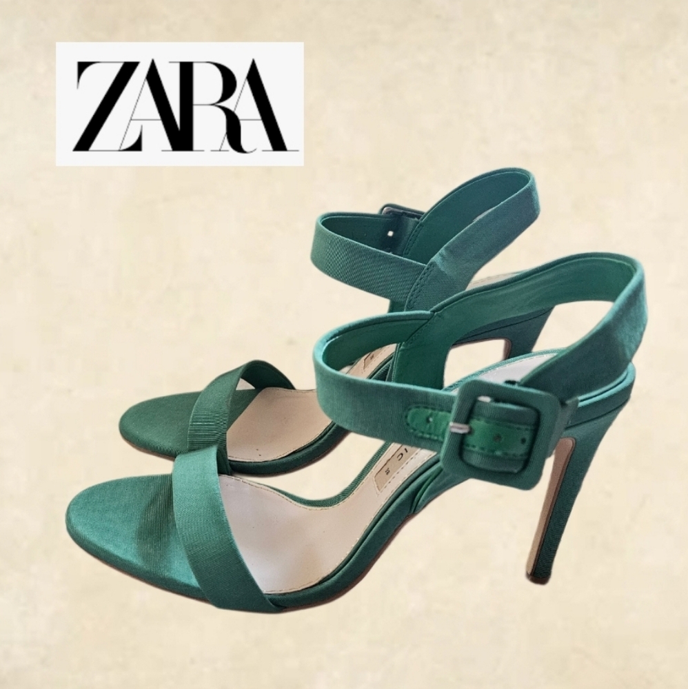 Zara Basic Size 7.5 Ankle strap Sandals Heel Women Stiletto Formal Evening